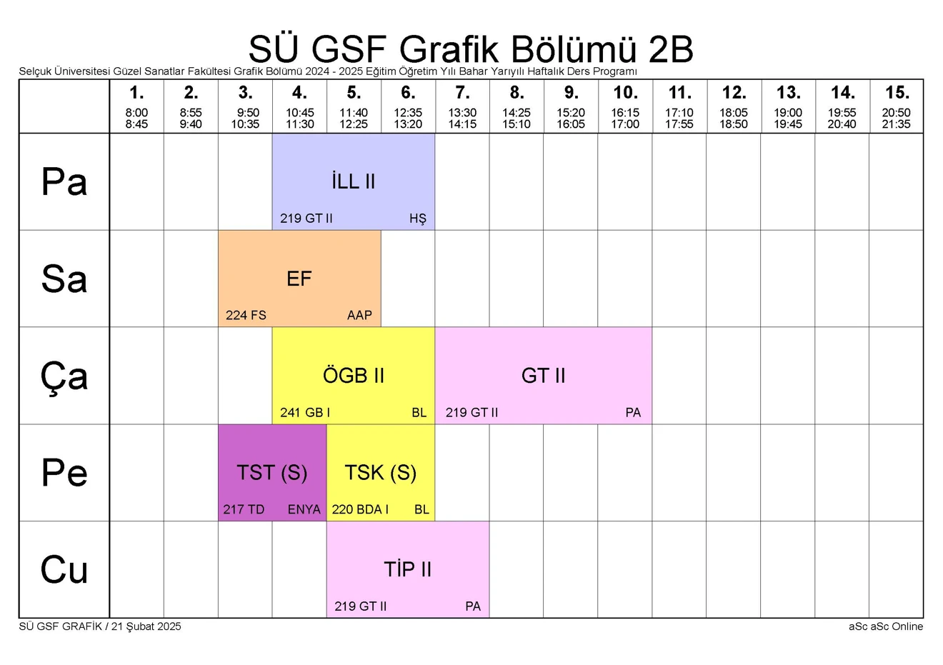 SÜ GSF GRAFİK BLM Bahar YY Ders Programı 250221